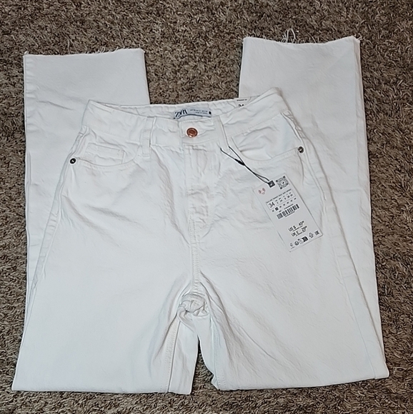 Zara Women's Jeans Straight Leg High Rise Ankle Rigid EU Size 34(2) Straight Fit - Picture 7 of 12